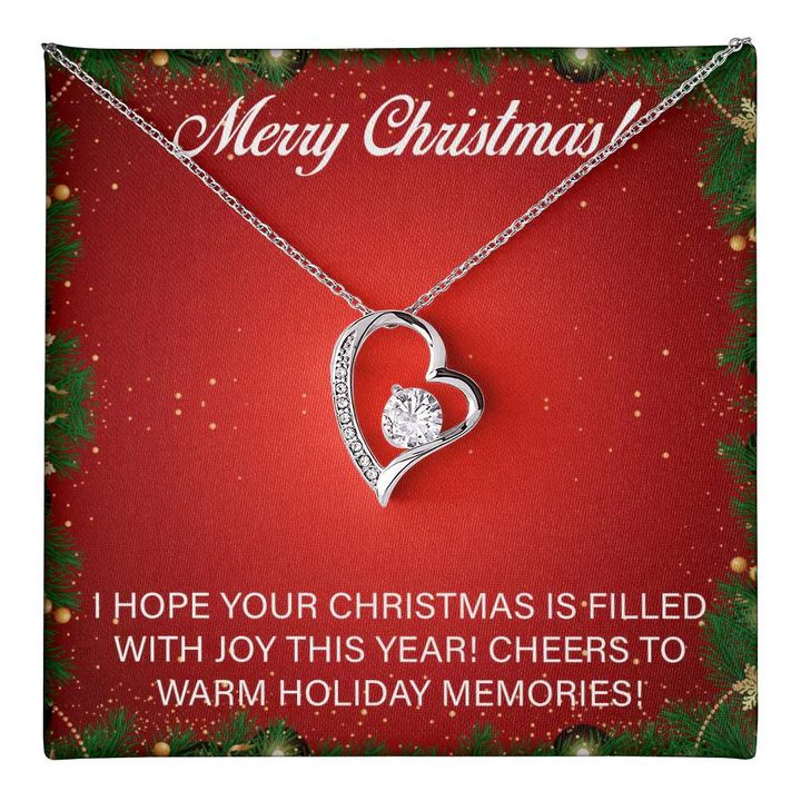 Merry Christmas heart necklace card