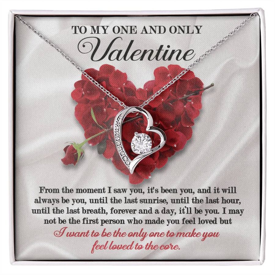 Valentine forever-heart necklace card with roses